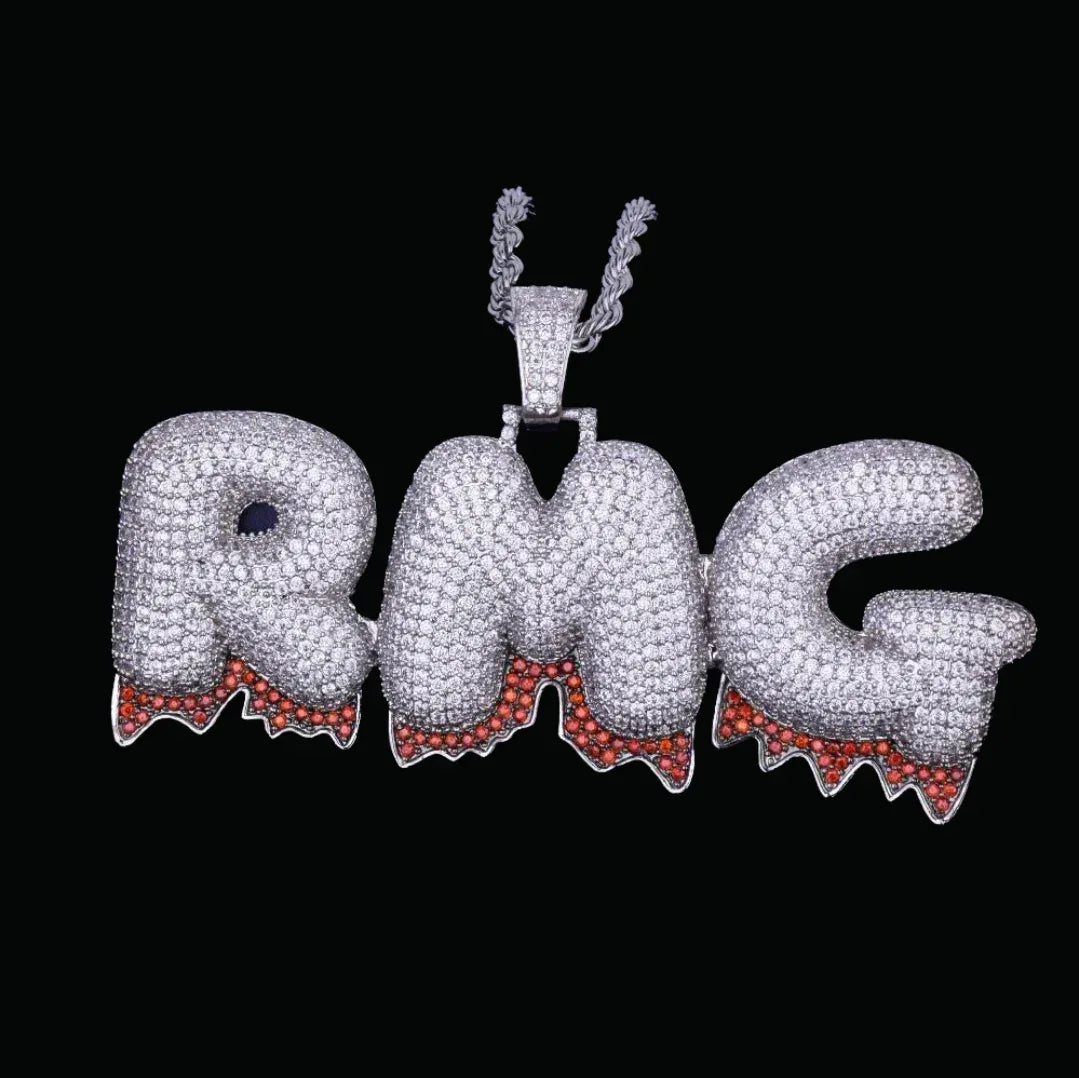 Red Finish Iced Out Personalized Custom Name Necklace Pendant - Luxury Custom Jewelry - CaratixJewelry